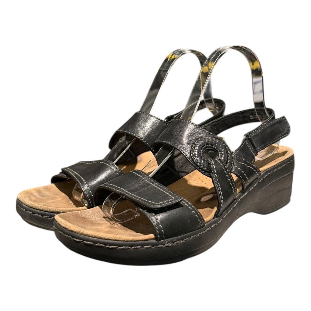 Clarks Collection Merliah Opal Sandals Women’s Size 9 M Black Leather Upper